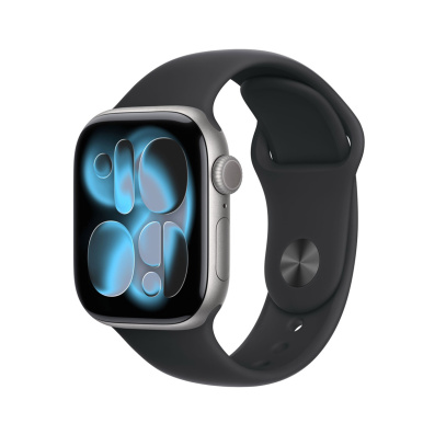 Apple Watch Series 11, 42 мм корпус из алюминия цвета «Space Gray», ремешок Sport Band размера M/L цвета «Black»
