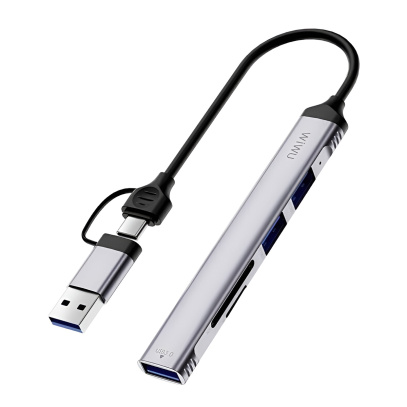 USB-хаб WIWU Zolo USB-A/Type-C 5в1 2USB 2.0 + USB 3.0 + SD + TF (Wi-HB003) Серый