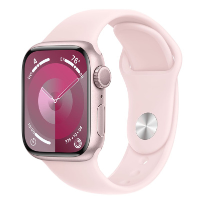 Apple Watch Series 9, 41 мм корпус из алюминия цвета «Pink», ремешок Sport Band размера S/M цвета «Light Pink»