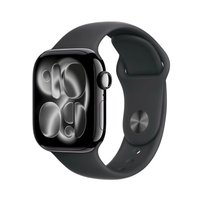 Apple Watch Series 11, 42 мм корпус из алюминия цвета «Jet Black», ремешок Sport Band размера S/M цвета «Black»