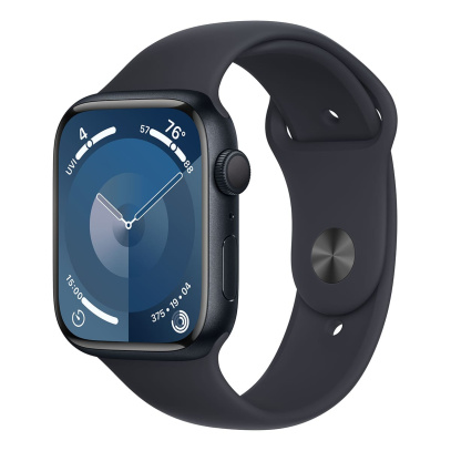 Apple Watch Series 9, 45 мм корпус из алюминия цвета «Midnight», ремешок Sport Band размера M/L цвета «Midnight»