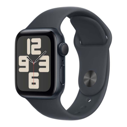 Apple Watch SE (2024), 40 мм корпус из алюминия цвета «Midnight», ремешок Sport Band размера S/M цвета «Midnight» Apple Watch SE (2024), 40 мм корпус из алюминия цвета «Midnight», ремешок Sport Band размера S/M цвета «Midnight»