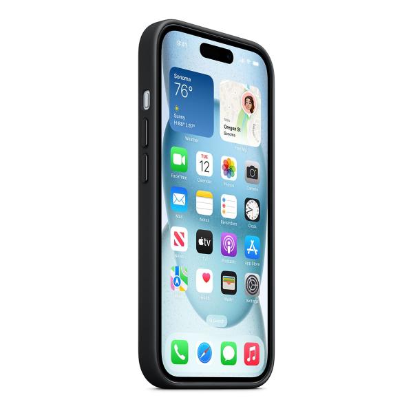 Чехол Кожаный Apple iPhone 15 с MagSafe Black, черный