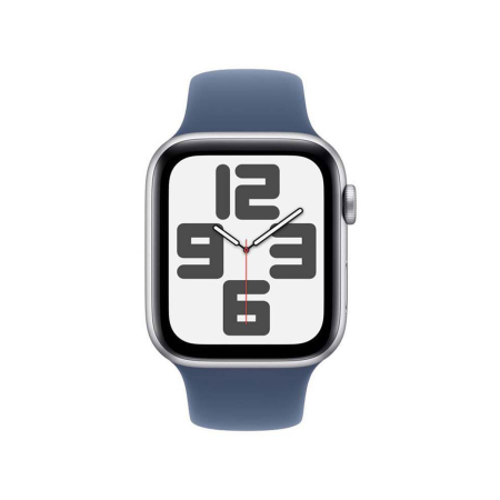 Apple Watch SE (2024), 40 мм корпус из алюминия цвета «Silver», ремешок Sport Band размера M/L цвета «Denim»