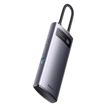 Хаб Baseus Metal Gleam Series 4в1 Multifunctional Type-C - USB3.0*4 HUB Docking Station WKWG070013 (BS-OH066) Серый