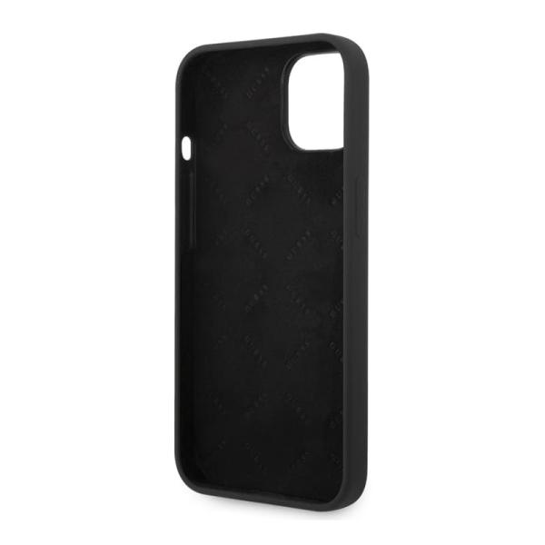 Чехол Guess для iPhone 14 Plus Liquid silicone Gold metal logo Hard (GUHCP14MSLSMK) Чёрный
