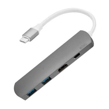 Переходник WiWU для MacBook Type-C Hub 5в1 (T3) Space Grey, серый космос