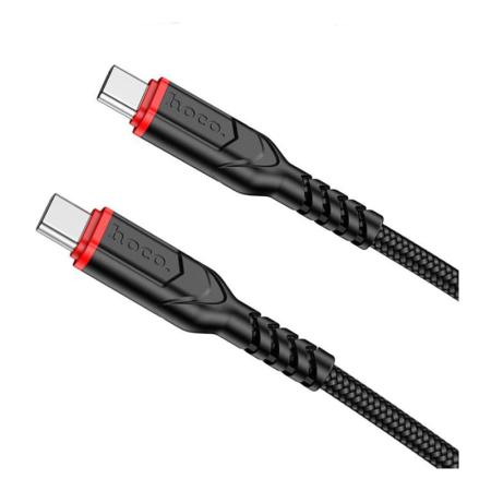 Кабель hoco. Type-C – Type-C Victory PD charging data cable iPhone, 3A, 60W, 1 м (X59) Черный