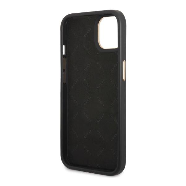 Чехол Guess для iPhone 14 CG Mobile PU 4G Script metal logo Hard (GUHCP14SHG4SHK) Черный