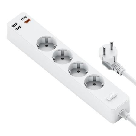 Сетевой фильтр WiWU Smart Power Strip EU Plug 20W 4*AC+3*USB 3.0+ 1*USB-C (U01 EU) Белый