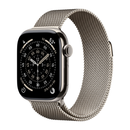Apple Watch Series 11, 46 мм корпус из титана цвета «Natural», ремешок Milanese Loop цвета «Natural»