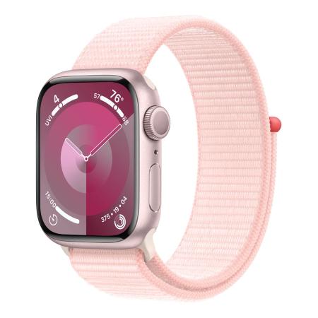 Apple Watch Series 9, 41 мм корпус из алюминия цвета «Pink», ремешок Sport Loop цвета «Light Pink»