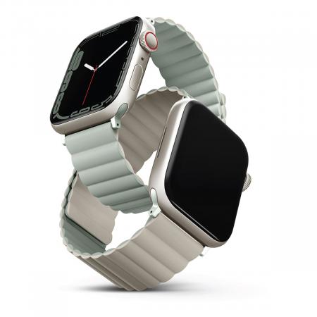 Ремешок UNIQ для Apple Watch 42/44/45/49 мм Revix reversible Magnetic (45MM-REVSAGBEG) Зеленый/Бежевый
