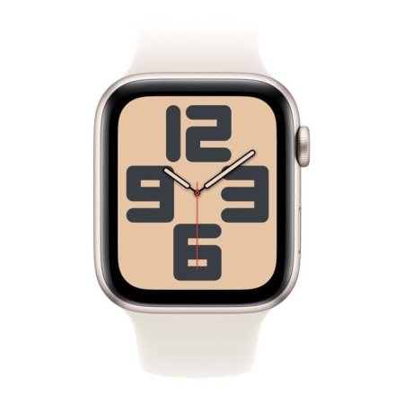 Apple Watch SE (2024), 44 мм корпус из алюминия цвета «Starlight», ремешок Sport Band размера S/M цвета «Starlight»