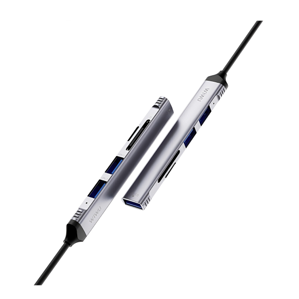 USB-хаб WIWU Zolo USB-A/Type-C 5в1 2USB 2.0 + USB 3.0 + SD + TF (Wi-HB003) Серый