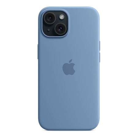 Чехол Silicone Case для Apple iPhone 15 с MagSafe Winter Blue, голубой