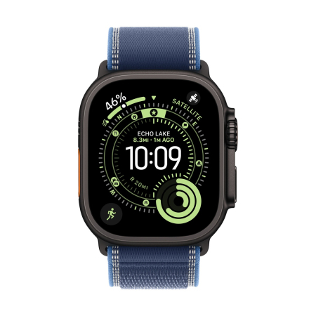 Apple Watch Ultra 3 (2025), 49 мм корпус из титана цвета «Black», ремешок Trail Loop размера S/M цвета «Blue/Bright Blue» Apple Watch Ultra 3 (2025), 49 мм корпус из титана цвета «Black», ремешок Trail Loop размера S/M цвета «Blue/Bright Blue»