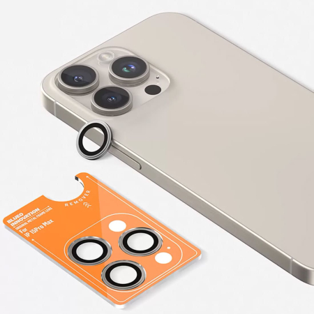 Защитное стекло для камеры iPhone 15 Pro Max BLUEO Original metal frame Серый Защитное стекло для камеры iPhone 15 Pro Max BLUEO Original metal frame Серый