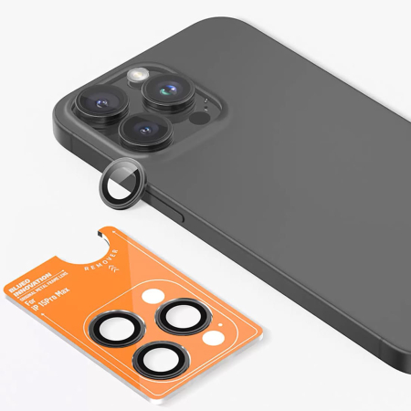Защитное стекло для камеры iPhone 15 Pro Max BLUEO Original metal frame Черный Защитное стекло для камеры iPhone 15 Pro Max BLUEO Original metal frame Черный