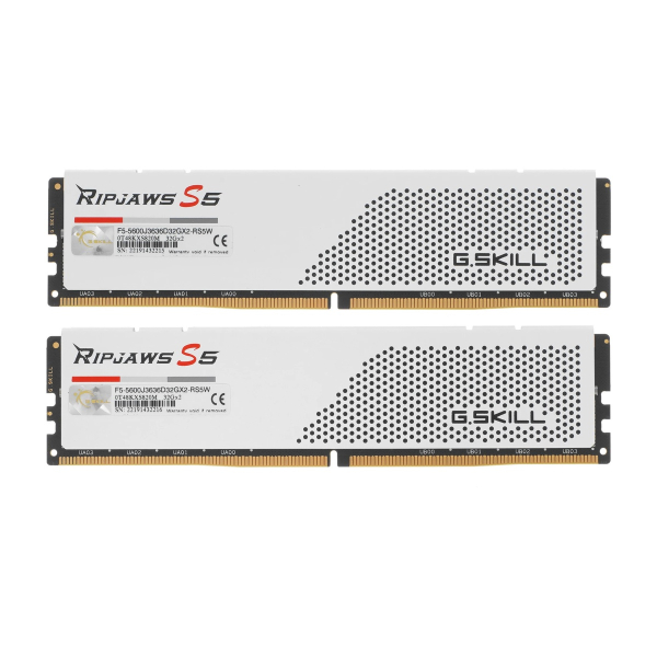 Оперативная память G.SKILL Ripjaws S5 F5 5600J3636D32GX2 RS5W DDR5 64GB 5600MHz CL36 UDIMM 2x32GB RGB White